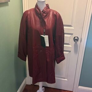 Women's Elegant Red  Italian Leather Jacket